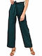 Damen Hoch tailliert Stoff Hose mit Gummizug Blau