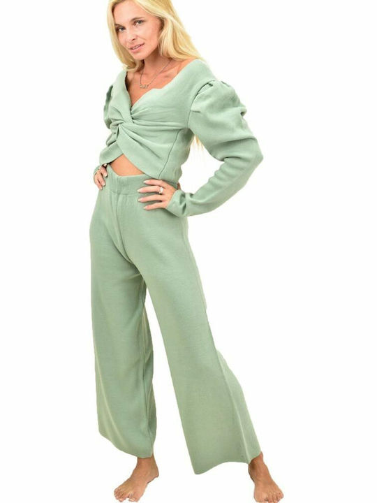 Potre Women's Green Set with Trousers Bell