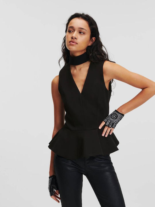 Karl Lagerfeld Women's Summer Blouse Sleeveless Black
