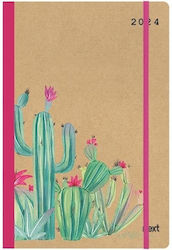 Next Trends Flexi Daily Spiral Agenda 2024 Cactus 14x21cm