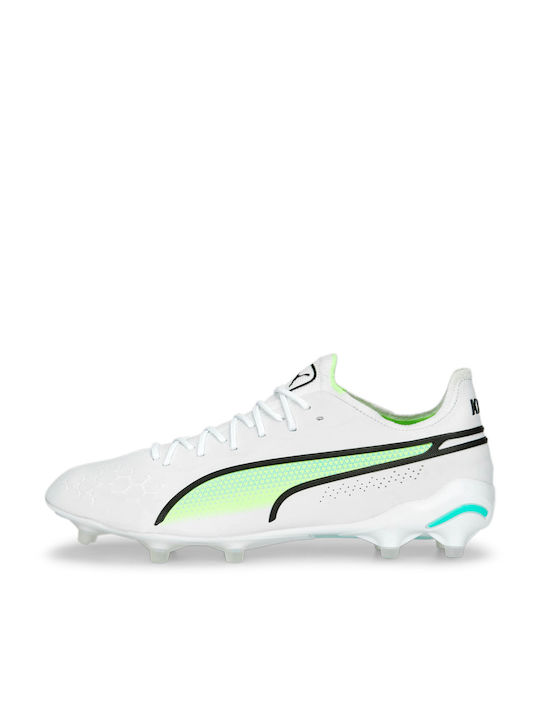 Puma King Ultimate FG/AG Χαμηλά Ποδοσφαιρικά Παπούτσια με Τάπες Λευκά
