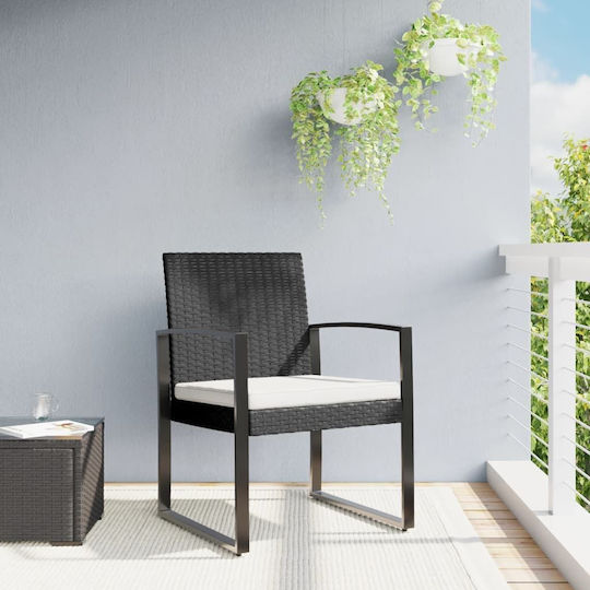 Outdoor Chair Polypropylene Black with Cushion 2pcs 47.5x52.5x77.5cm