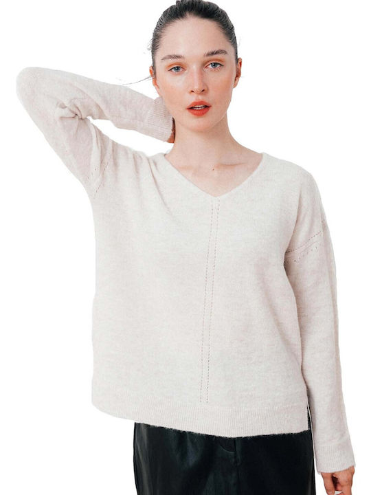 C'est Beau La Vie Damen Langarm Pullover Beige