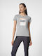 4F Damen Sport T-Shirt Gestreift Gray