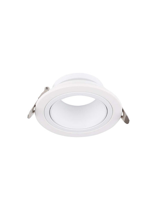 V-TAC Round Metallic Recessed Spot with Integrated LED and Adjustable White Light White 8.75x8.75cm. 1pcs