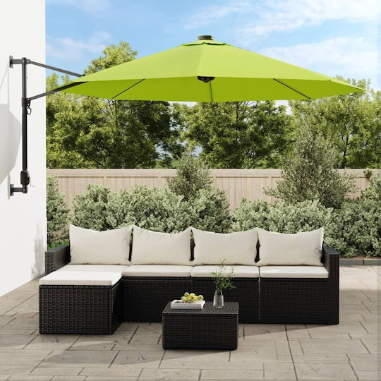 Wandmontierter Rundschreiben Metall Garten- und Terrassen-Sonnenschirm Grün Φ2.9m
