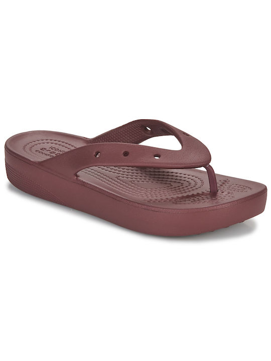 Crocs Classic Women's Platform Flip Flops Burgundy