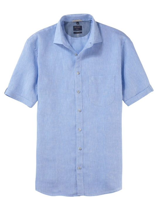 Olymp Casual Men's Shirt with Short Sleeves Blue