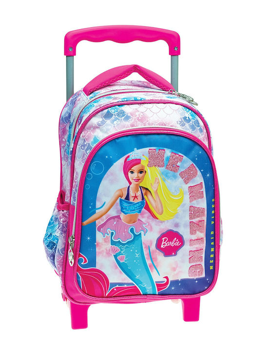 Gim Barbie Mermaid School Bag Trolley Kindergarten in Pink color