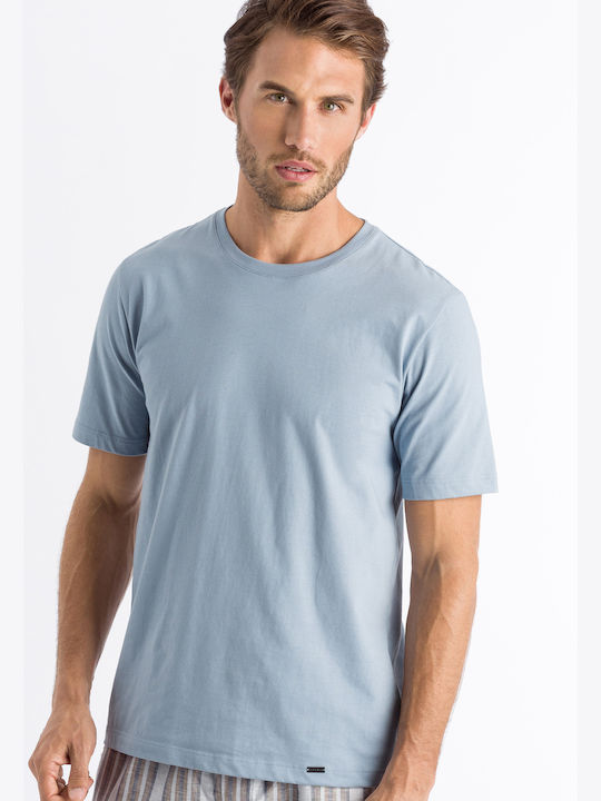 Hanro Men's Short Sleeve T-shirt Light Blue