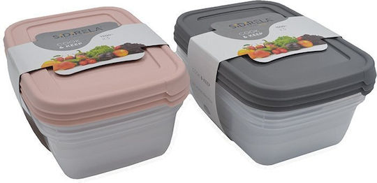 Sidirela Cook Set Plastic Lunch Boxes Grey E-4102 2 Pieces