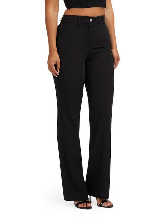 Guess Women's Fabric Trousers in Straight Line Black