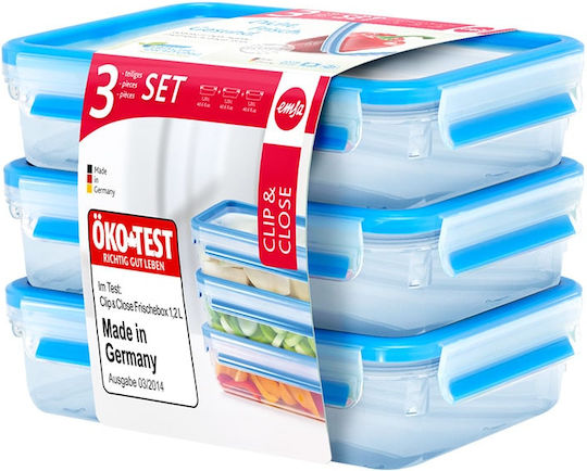 Emsa Set Cutii De Prânz Din Plastic Transparente 22.5cm 3 Bucăți