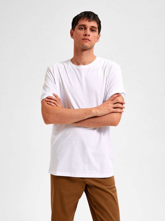 Selected Neck Men's Short Sleeve T-shirt White