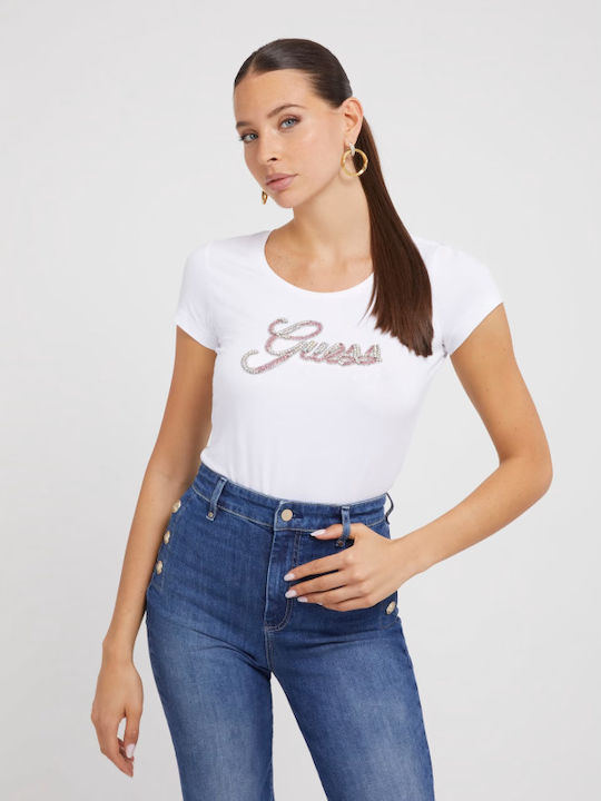 Guess Feminin Tricou Alb