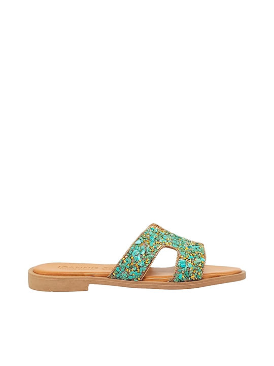 Fitrakis Collection Damen Flache Sandalen in Grün Farbe