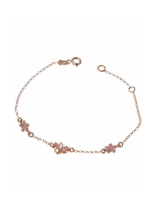 Kids Gold Plated Silver Chain Bracelet with Flower for Girl