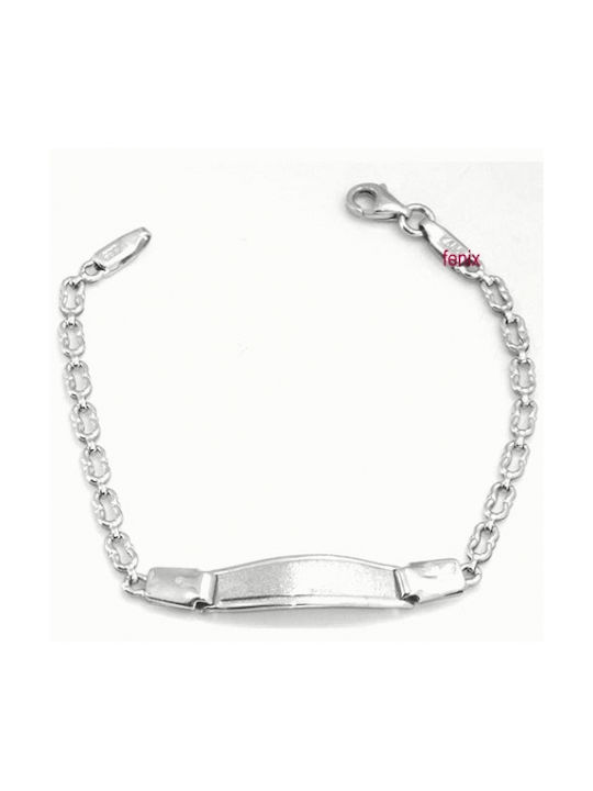 Kids Bracelet ID from White Gold 14K with Stones