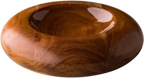 Raw Serving Bowl Round Wooden Brown with Diameter 17cm 2pcs