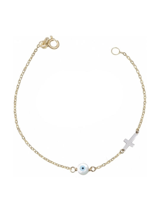 Kids Gold Chain Bracelet 14K with Evil Eye