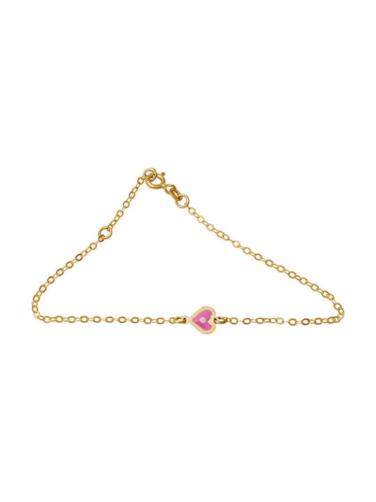 Kids Bracelet Chain from Gold 9K with Heart