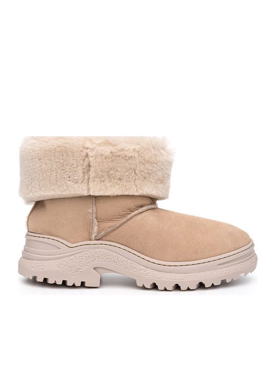 Women's Ankle Boots Ankle Boots Beige with Heel