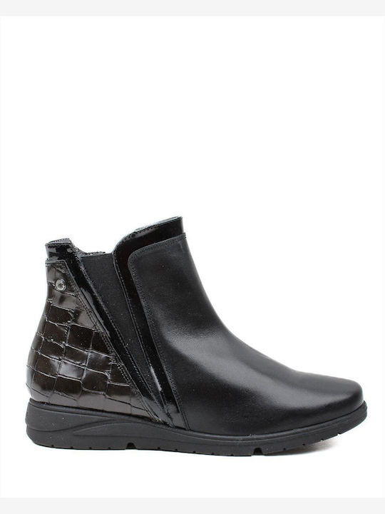 Leder Stiefeletten Damen Schwarz