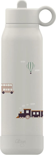 Citron Kids Water Bottle Thermos Stainless Steel with Straw Non Spill Gray 350ml