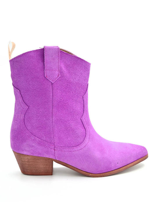 Belang Women's Suede Cowboy Boots Pink