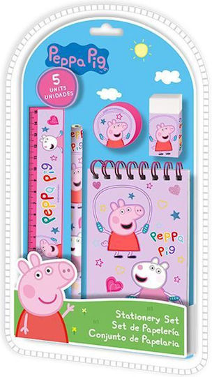 Next Peppa Kids Stationery Set with Pencil, Sharpener, Eraser, Notepad, Ruler and Pencil Case