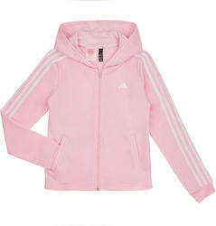 Adidas Girls Athleisure Hooded Sweatshirt with Zipper Pink