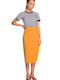 Stylove Pencil High Waist Midi Skirt in Yellow color