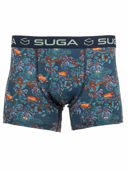 Suga 2906 Men's Boxer Blue with Patterns