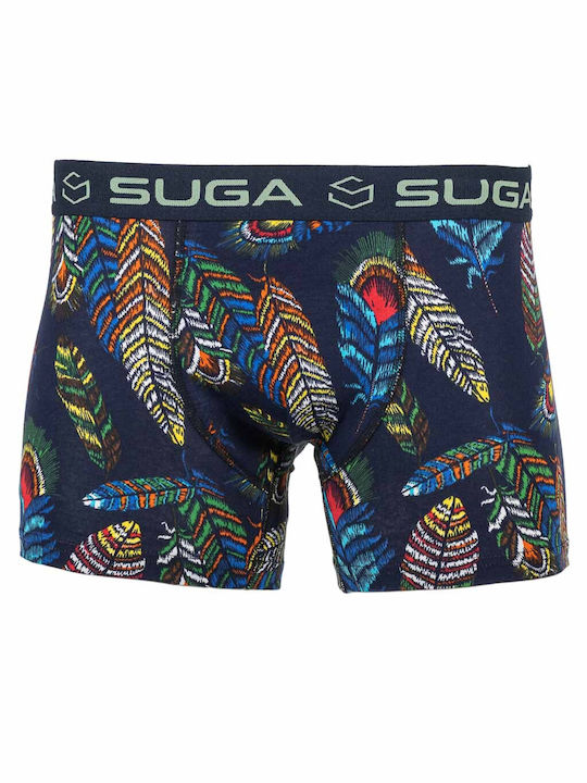 Suga 2905 Herren Boxershorts Blau mit Mustern 1Packung