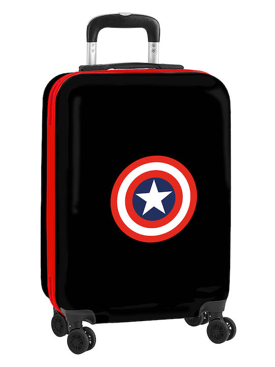 Safta Captain America Marvel Βαλίτσα Ταξιδίου Καμπίνας Σκληρή Μαύρη με 4 Ρόδες Ύψους 55εκ.