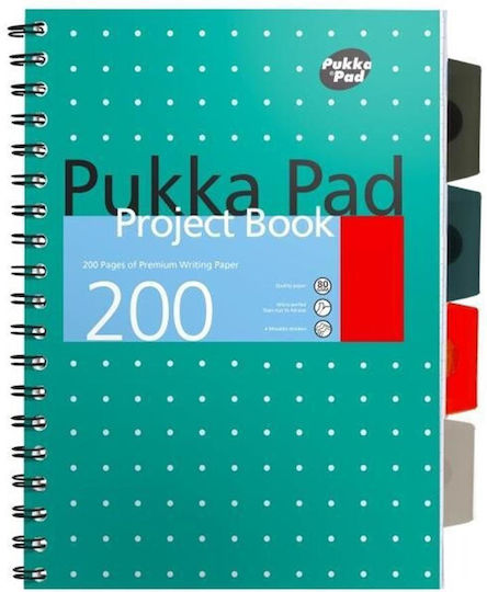 Pukka Σπιράλ Τετράδιο Ριγέ Β5 100 Φύλλων 4 Θεμάτων Project Book Πράσινο