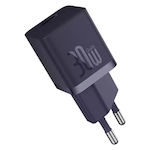 Baseus Ladegerät ohne Kabel GaN mit USB-C Anschluss 30W Stromlieferung / Schnellaufladung 5.0 Lila (GaN5 1C)