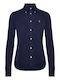 Ralph Lauren Women's Pique Long Sleeve Shirt Navy Blue