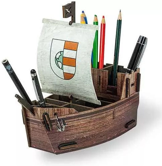 Wooden Pencil Holder Pirate Ship