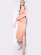 Pink Macadamia Summer Midi Evening Satin Dress with Tearing Pink