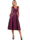 Midi Abendkleid Leder Lila