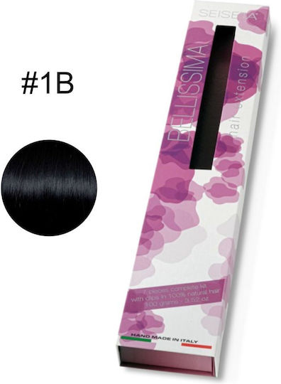 Seiseta Piese de păr cu Clip cu Păr Natural Remy în Întuneric Negru Culoare 50cm 7buc