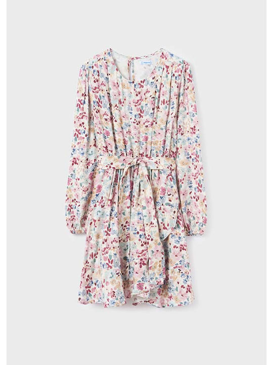 Mayoral Kids Dress Floral Long Sleeve Multicolour