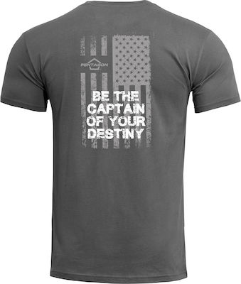 Pentagon Ageron "American Flag" T-shirt σε Γκρι χρώμα