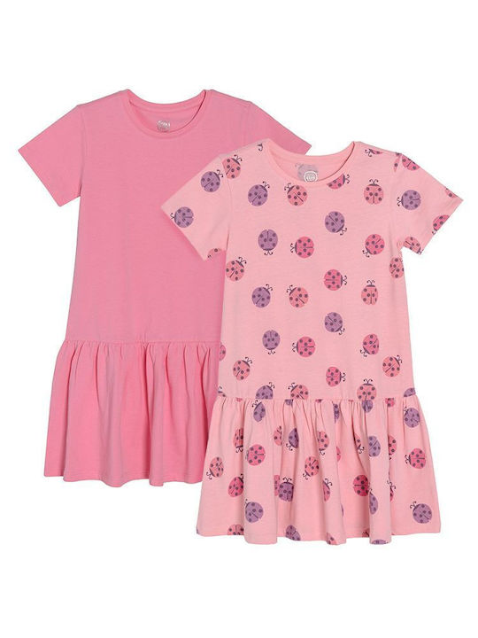 Cool Club Σετ Παιδικά Φόρεματα Κοντομάνικα Ροζ