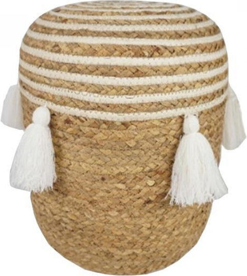 Stool For Living Room With Storage Space Wicker Boho Brown 40x40x43cm