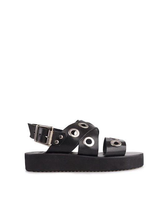 I Love Sandals Milan Damen Flache Sandalen in Schwarz Farbe