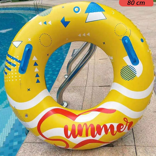 Das folgende Liquid-Template ist ein Template für Produktnamen in der Kategorie "Schwimmringe für Kinder". Übersetzen Sie nur die Textknoten des Liquid-Templates in die deutsche Sprache, wobei die ursprüngliche Syntax und HTML-Tags beibehalten werden und nichts geändert wird, was zwischen '{' und '}' liegt: Kinder-Schwimmring mit Griffen und einem Durchmesser von 80cm. Gelb