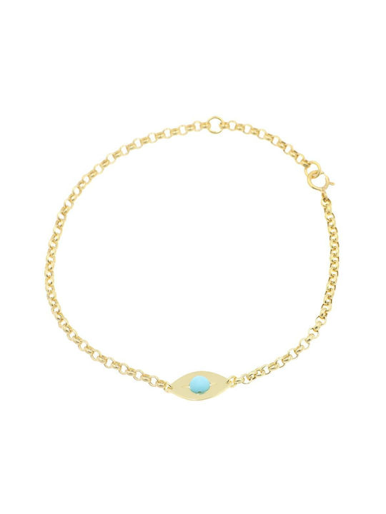 Q-Jewellery Kinderarmband Kette aus Gold 14K mit Böses Auge