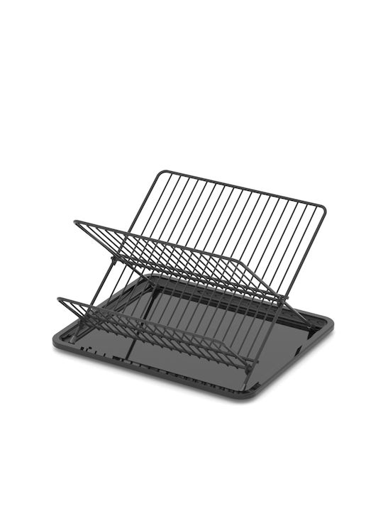 Viosarp Dish Drainer Double Tier Foldable Metallic in Silver Color 30x36x21cm